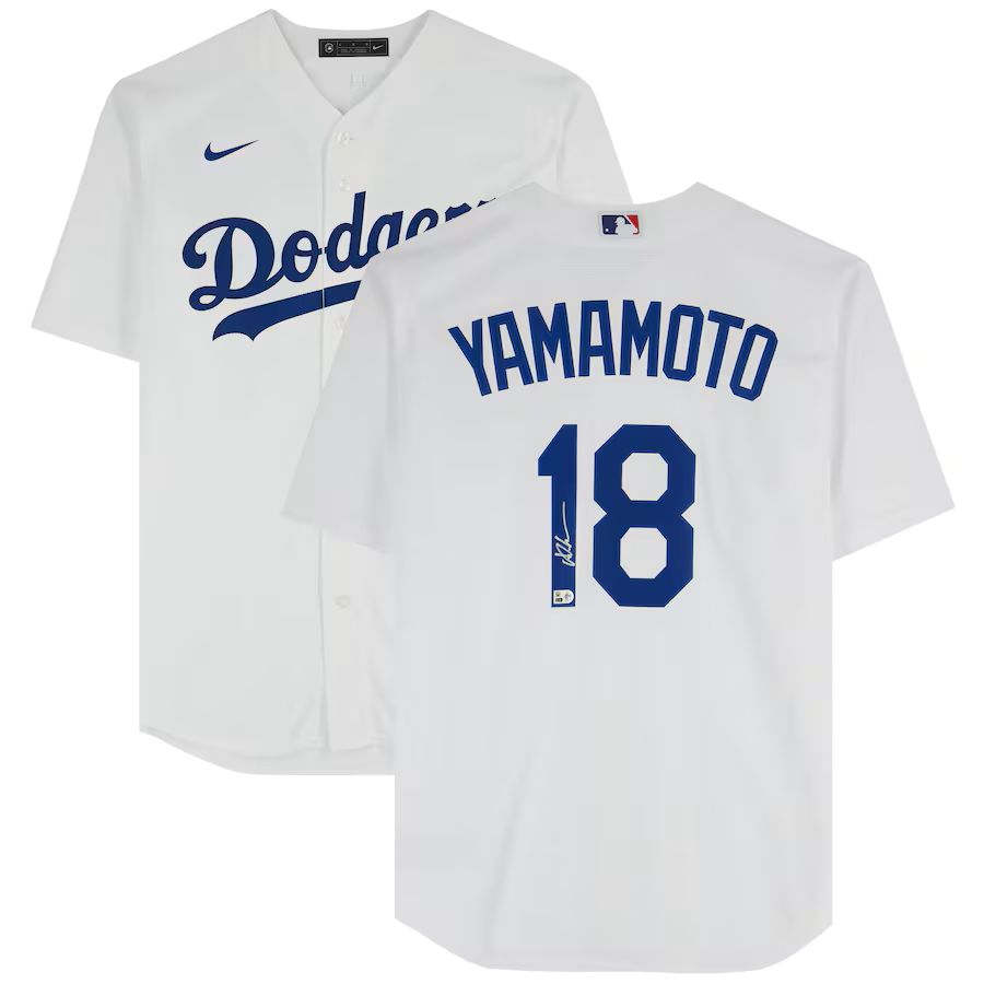 山本由伸投手＃18 YOSHINOBU YAMAMOTO LA Dodgers直筆サインNIKE
