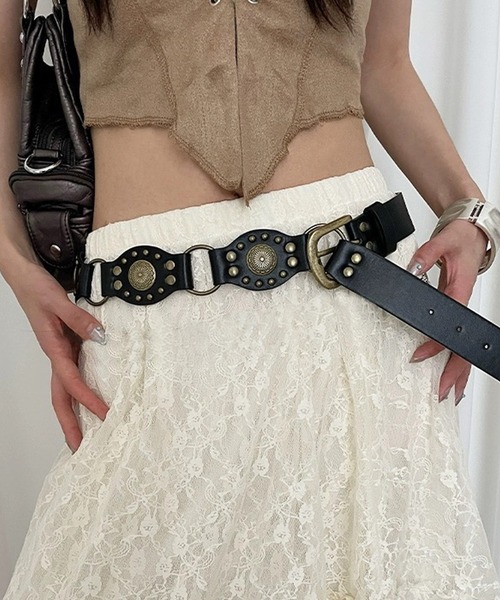 セール】ベルト ウエスタン ヴィンテージ コンチョベルト レディース