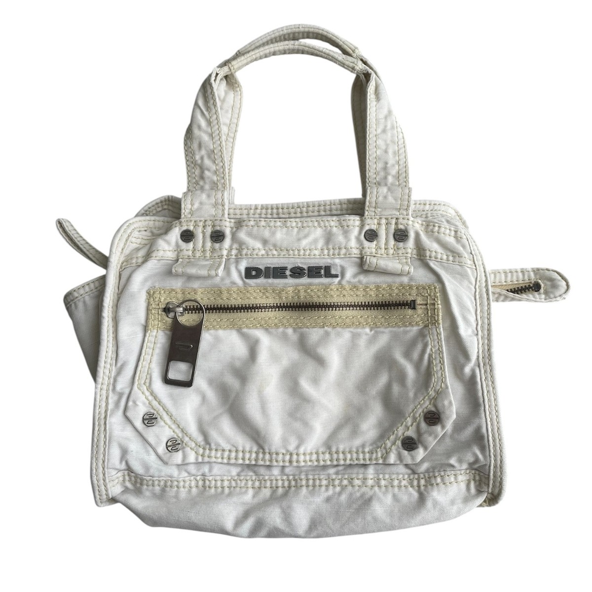 DIESEL Vintage White Denim Purse Cargo Multipocket Utility Cyber