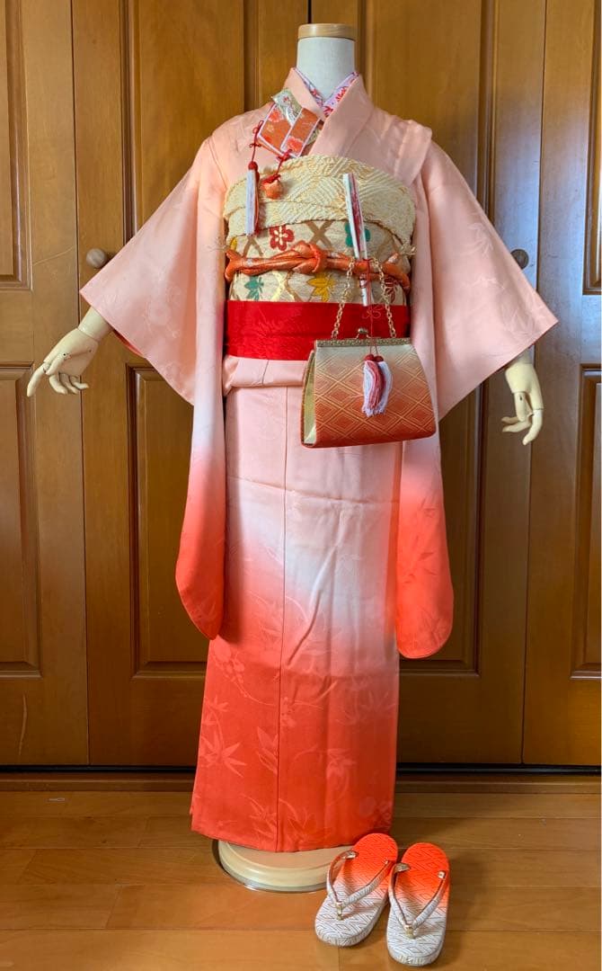 七五三　七歳の女の子のお支度　正絹手縫いのお振り袖フルセット　ハーフ成人式卒業式 7歳 女の子 七五三 正絹 着物レンタル j7331 フルセット 上質 753 子供